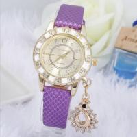 Women Wrist Watch, PU Leather, with Tibetan Style dial & Glass, Swan, plated, for woman & with rhinestone, more colors for choice, 36x36mm, Length:Approx 8 Inch, Sold By PC
