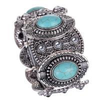 Zinc Alloy Bangle with Turquoise antique silver color plated folk style & for woman & with rhinestone nickel lead & cadmium free 40mm Sold Per Approx 7 Inch Strand