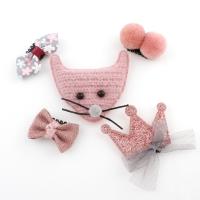 Caddice Hair Jewelry Set hair clip with Grosgrain Ribbon & Velveteen & Iron for children - Sold By Bag