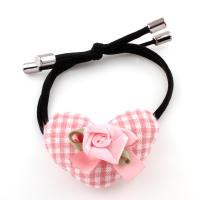 gumka do włosów, Sukno, ze elastyczny przewód nylonowy & Satynowa wstążka, dla kobiety, różowy, 45x32x10mm, 5komputery/torba, sprzedane przez torba