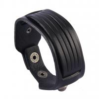 Cowhide Bracelet with Zinc Alloy plumbum black color plated Unisex 33mm 18mm Sold Per Approx 9.1 Inch Strand