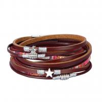 Cowhide Bracelet with PU Leather & Zinc Alloy platinum color plated for woman 17mm Sold Per Approx 15.3 Inch Strand