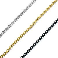 Rozsdamentes acél Nekclace Chain, Stainless Steel, galvanizált, egynemű & ovális lánc, több színt a választás, 2mm, Naponta eladott Kb 21.6 inch Strand