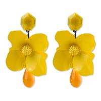 Tibetan Style Drop Earring, with PVC Plastic, Flower, plumbum black color plated, Unisex, more colors for choice, 60x100mm, Sold By Pair