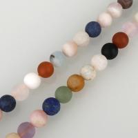 Multi - Edelstein Perle, rund, verschiedene Größen vorhanden & satiniert, Bohrung:ca. 1mm, verkauft per ca. 15.5 ZollInch Strang