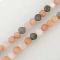Mondstein Perlen, rund, verschiedene Größen vorhanden & satiniert, Bohrung:ca. 1.5mm, verkauft per ca. 15.5 ZollInch Strang