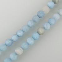 Aquamarin Perle, rund, verschiedene Größen vorhanden & satiniert, Bohrung:ca. 1mm, verkauft per ca. 15.5 ZollInch Strang