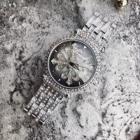 Colección de relojes DIMINI®, acero inoxidable, con Vidrio, Redondo aplanado, chapado, para mujer & impermeable & con diamantes de imitación, más colores para la opción, 39x13mm, longitud:aproximado 8.6 Inch, Vendido por UD