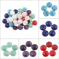 Natural Gemstone Cabochons, Flat Round, different materials for choice & flat back & faceted, 12x6mm, 5PCs/Bag, Sold By Bag