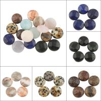 Natural Gemstone Cabochons, Flat Round, different materials for choice & flat back & faceted, 13x6mm, 5PCs/Bag, Sold By Bag