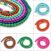Synthetische Türkis Perle, rund, verschiedene Größen vorhanden, keine, Bohrung:ca. 1mm, Länge:ca. 15.5 ZollInch, 50SträngeStrang/Tasche, verkauft von Tasche