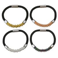 Stainless Steel Bracelet, with PU Leather, plated, Unisex, more colors for choice, 4x8mm, 6mm, 18x8mm, Sold Per Approx 8 Inch Strand