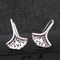 Brass Earring, Ginkgo Leaf, antique silver color plated, for woman, nickel, lead & cadmium free, 18x13mm, Sold By Pair