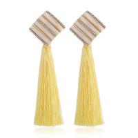 Zinc Alloy Tassel Earring with Nylon Cord Rhombus gold color plated for woman & enamel & with rhinestone nickel lead & cadmium free Sold By Pair