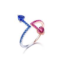 Brass Finger Ring Heart plated Unisex & adjustable & with rhinestone nickel lead & cadmium free US Ring Sold By PC