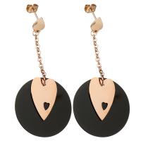 Stainless Steel Drop Earring with Resin Heart gold color plated oval chain & for woman 55mm Sold By Pair