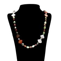 Natürliche kultivierte Süßwasserperlen Pullover Halskette, mit Weiße Muschel, für Frau, 20x13x5mm-11x8x6mm, verkauft per ca. 48.5 ZollInch Strang