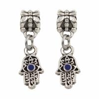 European Style Tibetan Style Dangle Beads, Evil Eye Hamsa, antique silver color plated, without troll & enamel, lead & cadmium free, 6.50x27x6mm, Hole:Approx 5mm, 5PCs/Bag, Sold By Bag