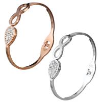 Stainless Steel Bangle with Rhinestone Clay Pave Infinity plated for woman 3mm Inner Approx Sold By PC