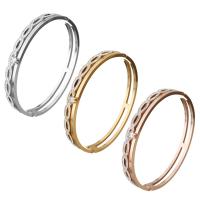 Stainless Steel Bangle, with Rhinestone Clay Pave, plated, for woman & with rhinestone, more colors for choice, 8mm, Inner Diameter:Approx 61x48mm, Sold By PC