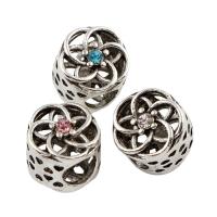 Tibetan Style European Beads, antique silver color plated, without troll & with rhinestone, more colors for choice, lead & cadmium free, 11x10mm, Hole:Approx 5mm, 5PCs/Bag, Sold By Bag