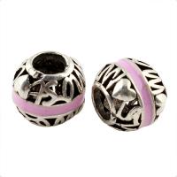 Zinc Alloy European Beads Round platinum color plated without troll & enamel & blacken lead & cadmium free Approx 5mm Sold By Bag