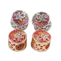 Zinc Alloy European Beads Column plated without troll & enamel & with rhinestone lead & cadmium free Approx 5mm Sold By Bag