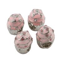 Zinc Alloy European Beads Cake platinum color plated without troll & enamel & with rhinestone lead & cadmium free Approx 5mm Sold By Bag