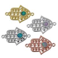 Brass Connector, with Opal, Hamsa, plated, 1/1 loop, more colors for choice, 20.50x13.50x2mm, Hole:Approx 1mm, 10PCs/Lot, Sold By Lot