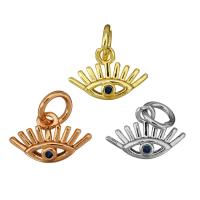 Cubic Zirconia Micro Pave Brass Pendant, Eye, plated, micro pave cubic zirconia, more colors for choice, 13.50x9x4mm, Hole:Approx 4mm, 50PCs/Lot, Sold By Lot