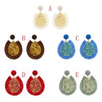 Zinc Alloy Tassel Earring with Plastic Sequin & Cotton Cord gold color plated Bohemian style & for woman nickel lead & cadmium free Sold By Pair