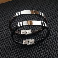 Titanium Steel Bracelet, with PU Leather, Unisex & adjustable, more colors for choice, Sold Per Approx 8.5 Inch Strand