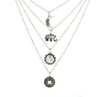 Zinc Alloy Necklace with 1.4lnch extender chain antique silver color plated oval chain & for woman & multi-strand nickel lead & cadmium free 20mm Sold Per Approx 16.1 Inch Strand