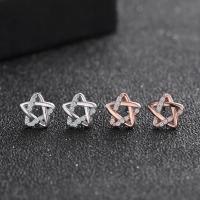 925 Sterling Silver Stud Earrings, Star, plated, micro pave cubic zirconia & for woman, more colors for choice, 8.20x8.20mm, Sold By Pair