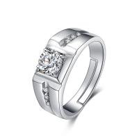 Sterling Silver Jewelry Finger Ring, 925 argento sterlina, unisex & regolabile & con zirconi cubici, 7.40mm, Misura:8, Venduto da PC