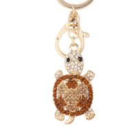 Zinc Alloy Key Chain Turtle gold color plated for woman & with rhinestone lead & cadmium free Sold By PC