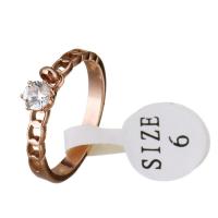 nehrđajućeg Čelik vještački dijamant Finger Ring, Nehrđajući čelik, porasla zlatna boja pozlatom, za žene & s Rhinestone, 4.5x7mm, 2.5mm, Veličina:6, Prodano By PC