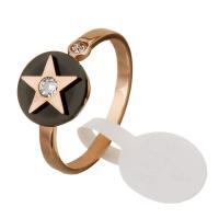 Stainless Steel Finger Ring with Resin pentagram rose gold color plated for woman & with rhinestone 2.5mm US Ring Sold By PC