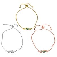 Brass Bracelet, with Opal, Seahorse, plated, adjustable & box chain & micro pave cubic zirconia & for woman, more colors for choice, 19.5x6.5mm, 1mm, Length:Approx 6-9 Inch, 10Strands/Lot, Sold By Lot