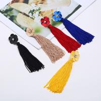 Zinc Alloy Tassel Earring with Cotton Cord plated for woman & with rhinestone nickel lead & cadmium free Sold By Pair