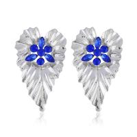 Zinc Alloy Stud Earring Heart plated with rhinestone & blacken nickel lead & cadmium free Sold By Pair