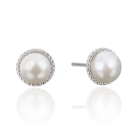925 Sterling Silver Stud Earring with Freshwater Pearl natural & for woman Sold By Pair