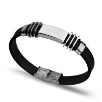 Titanium Steel Bracelet, with Silicone, Corrosion-Resistant & Korean style & Unisex & adjustable & different styles for choice, Sold Per Approx 8 Inch Strand