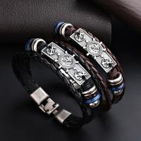 Titanium Steel Bracelet, with Leather, Anchor, plated, Corrosion-Resistant & Korean style & Unisex, more colors for choice, Sold Per Approx 8.5 Inch Strand