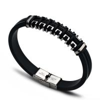 Titanium Steel Bracelet, with Silicone, Corrosion-Resistant & Korean style & Unisex & adjustable, Sold Per Approx 8 Inch Strand