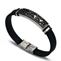 Titanium Steel Bracelet, with Silicone, plated, Corrosion-Resistant & Unisex & adjustable, 10mm, Sold Per Approx 8 Inch Strand