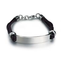Titanium Steel Bracelet, with Leather, Corrosion-Resistant & Unisex, more colors for choice, Sold Per Approx 8 Inch Strand