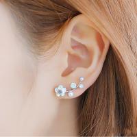 Zinc Alloy Stud Earring with Plastic Pearl Flower plated for woman & enamel nickel lead & cadmium free Sold By Pair