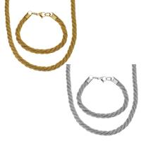 Parures de bijoux en acier inoxydable, Bracelet & collier, Placage, chaîne Français corde de Français & pour femme, plus de couleurs à choisir, 6.5mm, 6.5mm, Longueur:Environ 18 pouce, Environ 8.5 pouce, Vendu par fixé