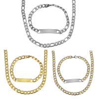 Fashion Stainless Steel Jewelry Sets, sweater chain necklace & bracelet, plated, curb chain & for woman, more colors for choice, 7mm, 45x8mm, 7mm, Length:Approx 24 Inch, Approx 9.5 Inch, Sold By Set